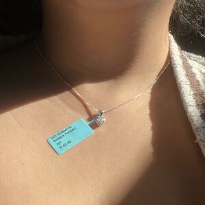 925 Moissanite Solitaire Heart Pendant on a 16in Sterling Silver Box Chain